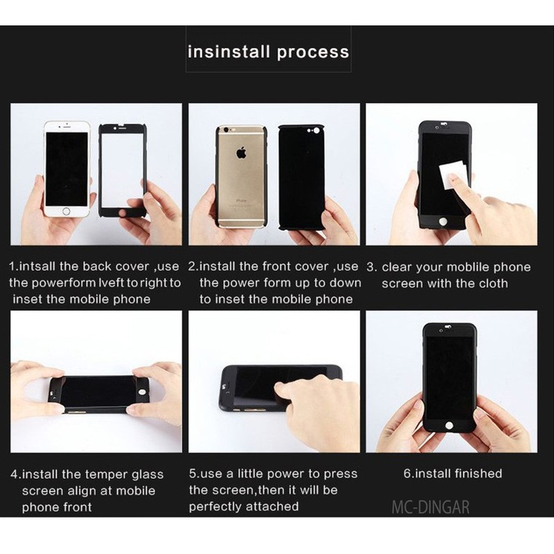360° Hard Plastic Case Screen Protector Tempered Glass Cover For iPhone 7 7plus gallery