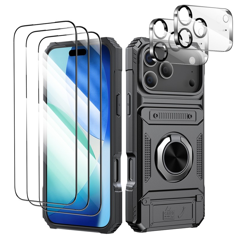 For iPhone 17 Pro/17 Pro Max 5-Piece Set – 1 Case + 3 Screen + 2 Lens Protectors
