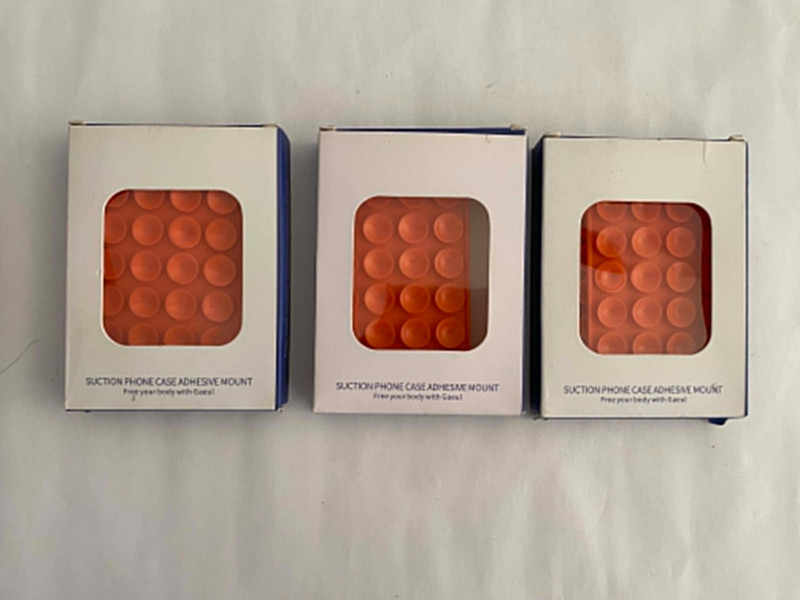 ( LOT OF 3 ) Orange Silicone Suction Phone Case Adhesive Mount ( 2 pcs ea. ) NEW