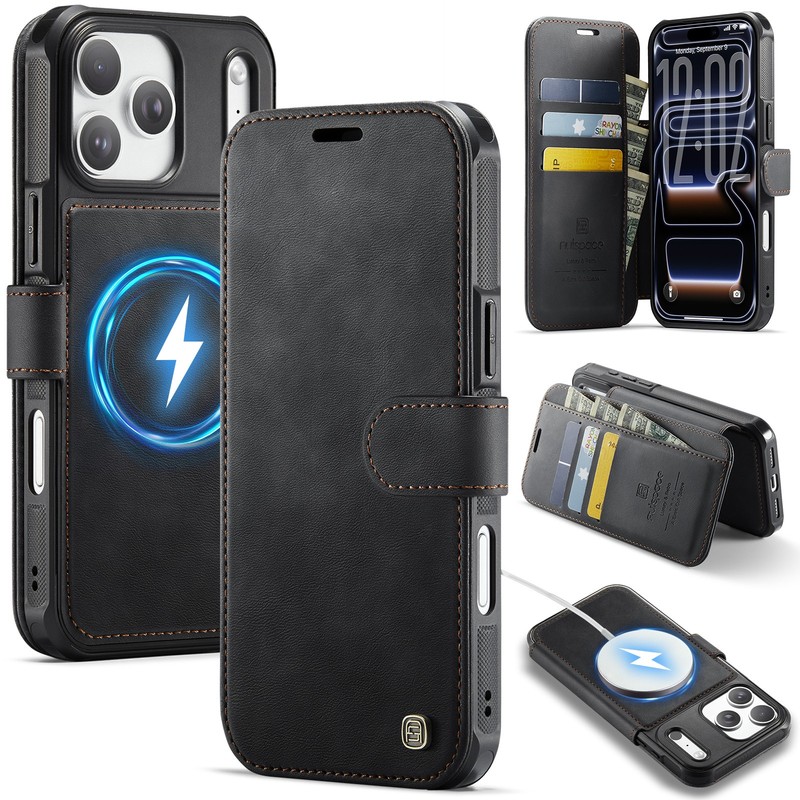 For iPhone 17 16 15 14 13 12 Pro Max 17e Leather Magnetic Mag Safe Wallet Case