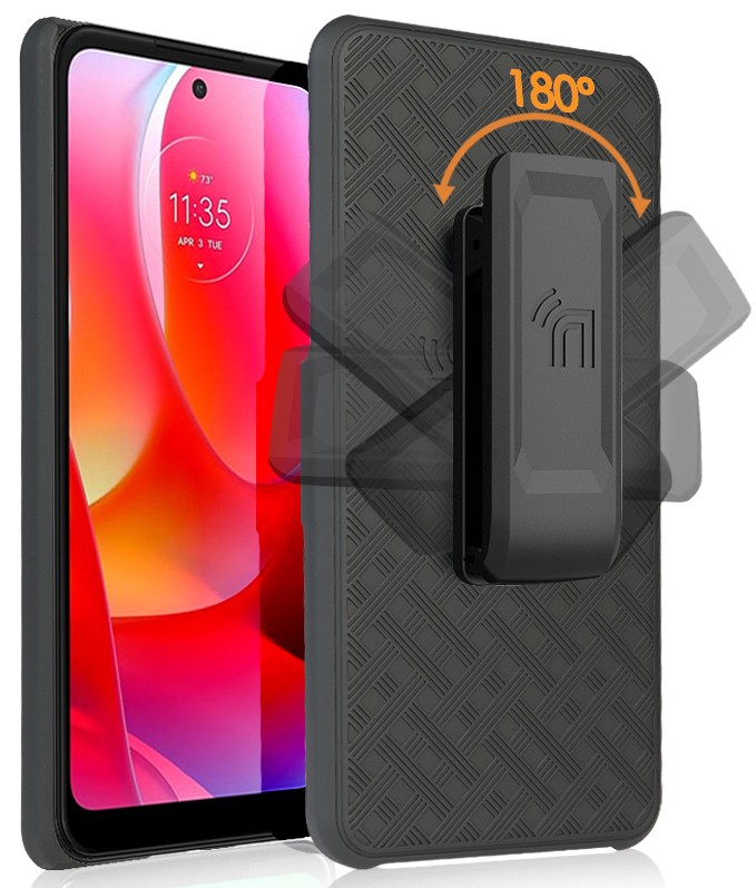 Black Hard Case Cover Stand and Belt Clip Holster Combo for Moto G Power (2022) gallery