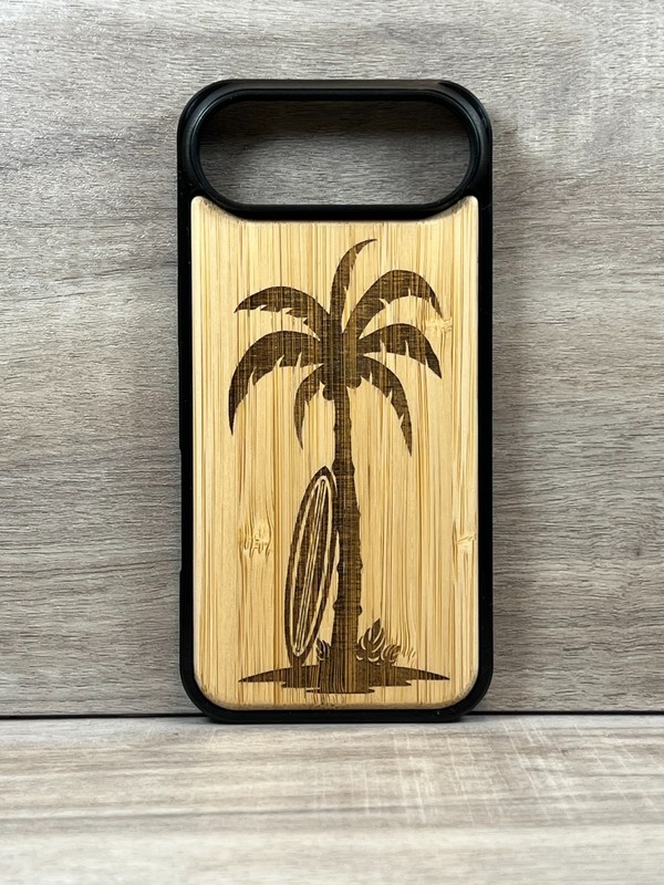Wooden Case for iPhone AIR Wood Palm Tree Surf Board Bamboo Engraved