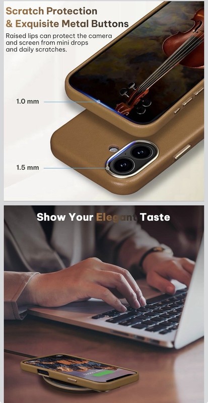 LOHASIC Compatible with MagSafe for iPhone 16 Case Leather gallery