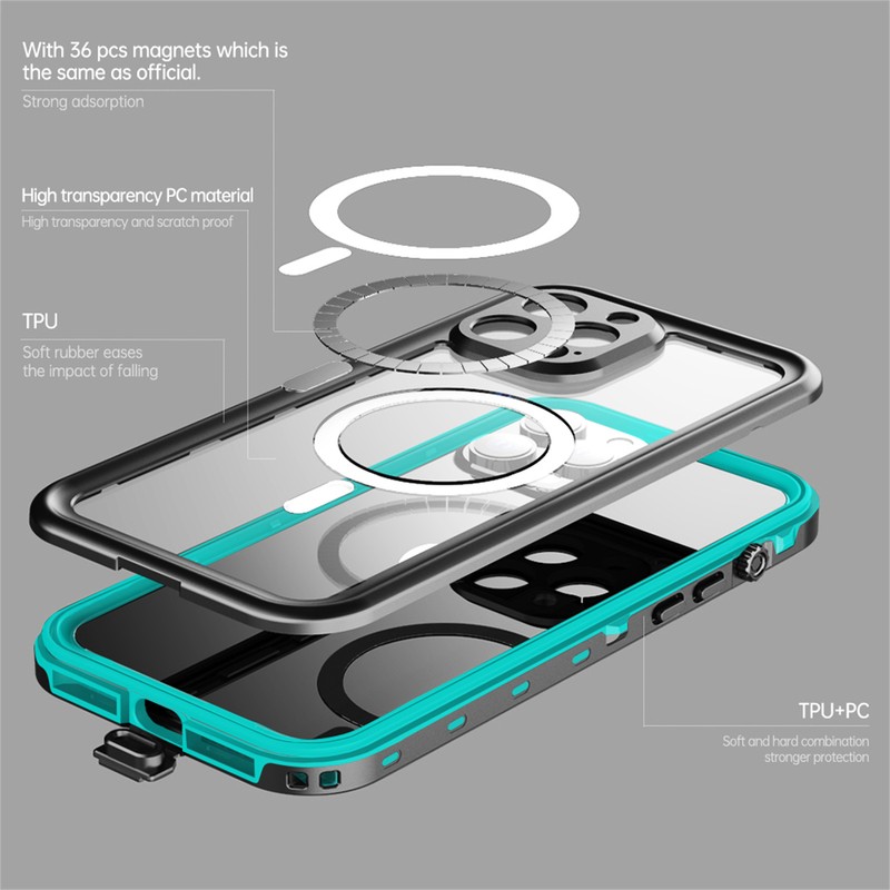 IP68 Waterproof Case For iPhone 16 Pro Max 15 14 13 Mag Safe Magnetic Cover gallery