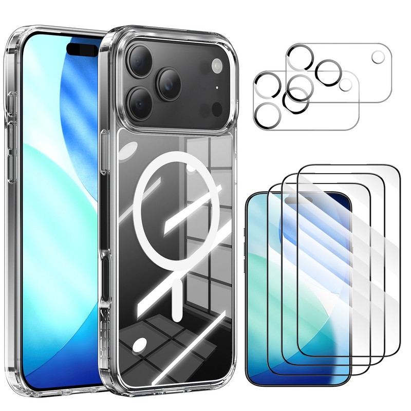 For iPhone 17 Air Pro Max Magnetic Compatible 6-in-1 Case+3 Screen Protectors