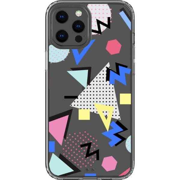 90s Memphis Shapes Clear Phone Case For iPhone 13 Pro Max 12 Mini