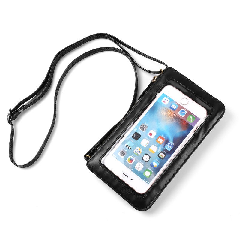 Phone Leather Zip Pouch Shoulder Crossbody Bag Purse Case For iPhone 16 Pro Max gallery