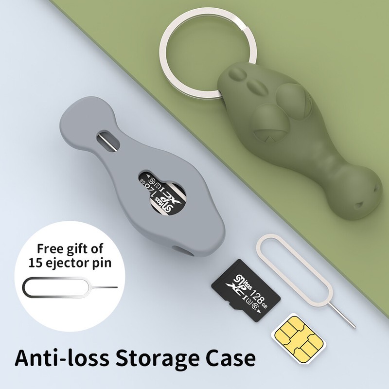 Anti-Lost Sim Card Tray TF card Mobile Phone Eject Pin Storage Case with Keyring