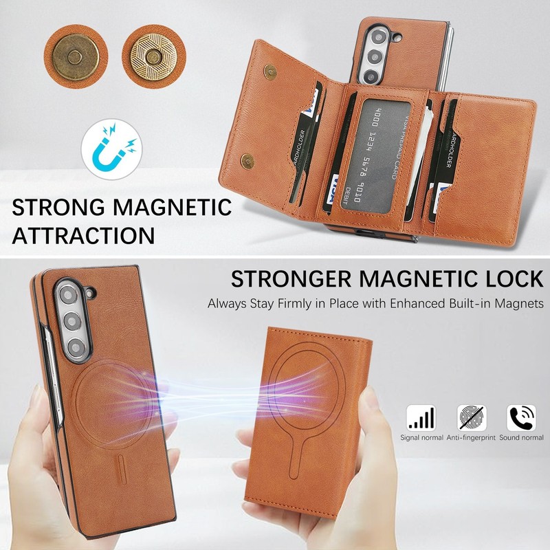 Magnetic Leather Wallet Case with Card Slots For Samsung Galaxy Z Fold 7 6 5 4 3 gallery