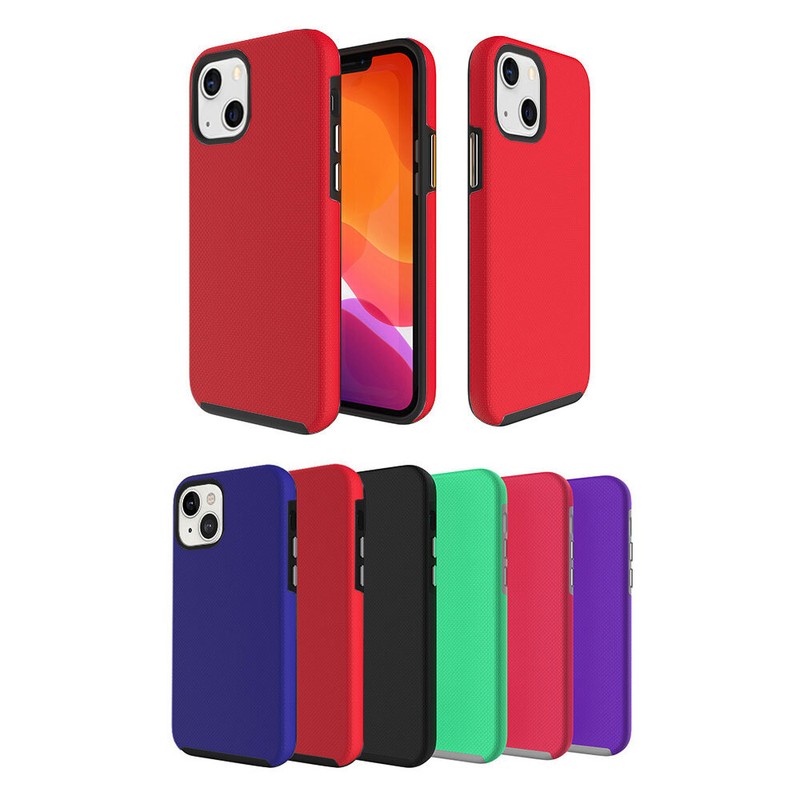 iPhone 14/ 14 Plus – Silicone Texture Rubber Slip Resistant Hybrid Case
