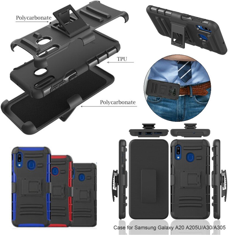 Shockproof Holster Armor Case Cover Belt Clip Socket For Samsung Galaxy A20 A30