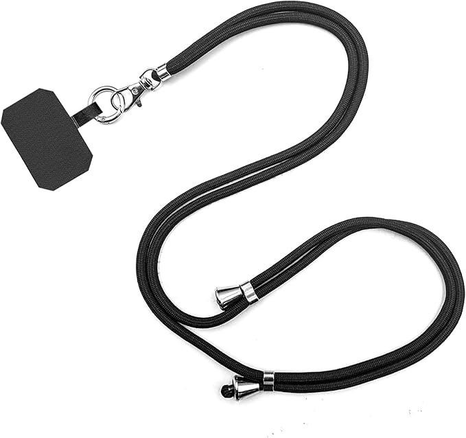 RCHQOUTOR Phone Lanyard Nylon Adjustable Crossbody Strap with Carabiner Black