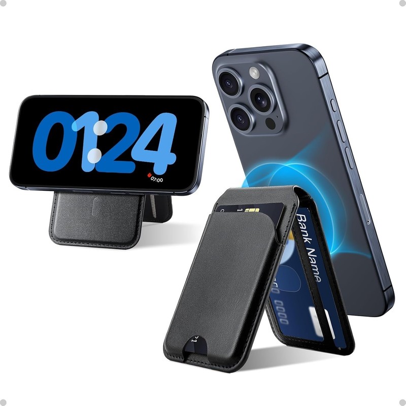 Magnetic Wallet, Compatible with MagSafe Wallet for iPhone, Mag-Safe Black