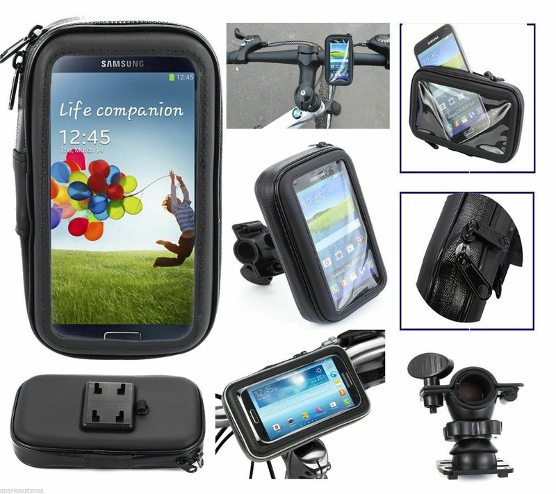 For Large Phones – Bicycle Motorcycle Black Case Bag w/ Handlebar Mount Holder