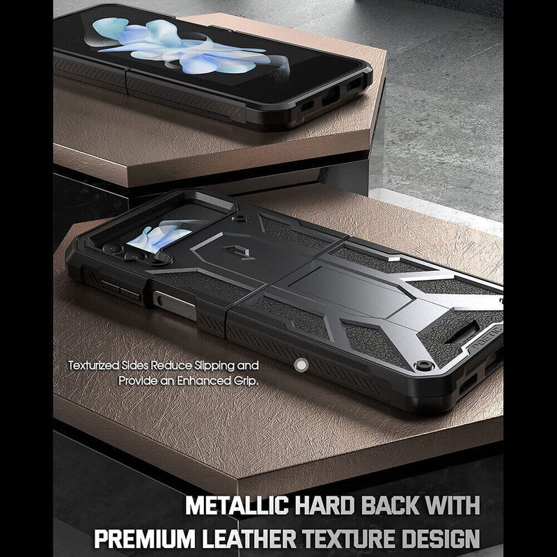 For Galaxy Z Flip 4 Case Rugged Shockproof Protective Cover Metallic Gun metal