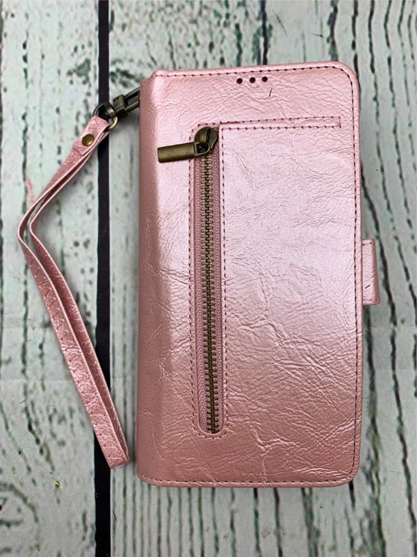 Wallet Case 6in Phone Case with Credit Card Holder Slim PU Leather Pink