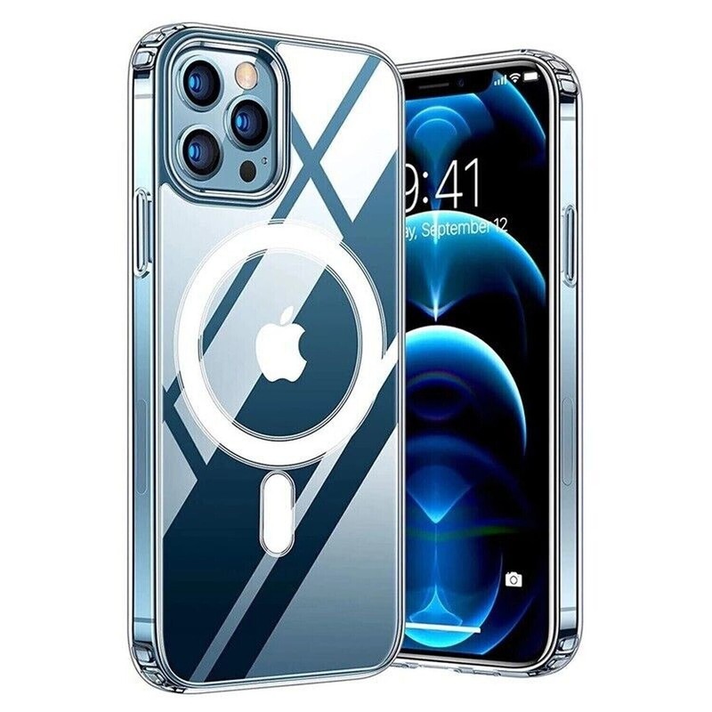 For Apple iPhone iPhone 15 14Pro Max 13 12 Clear Case Slim Plating Mag Cover