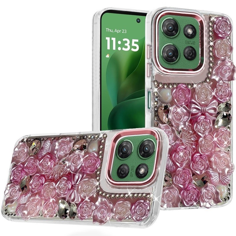 For Moto G Power 5G 2025/2026 Case Muti-Color Floral Flowers Bling Stones Cover