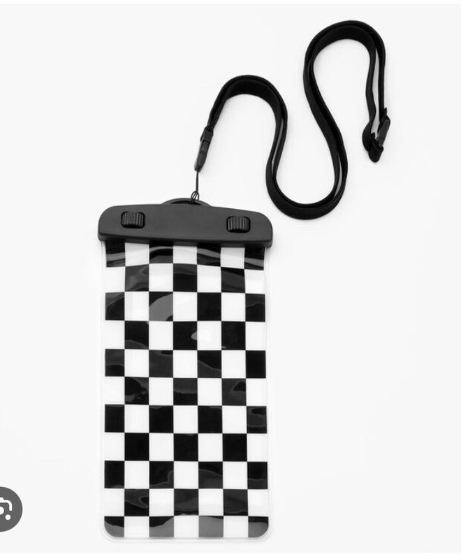Claire’s Black & White Checkered Waterproof Phone Travel Pouch
