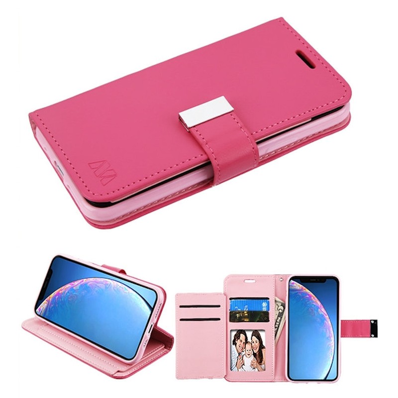 Xtra Series Essential Leather Wallet Stand Case for iPhone 11 – Hot Pink
