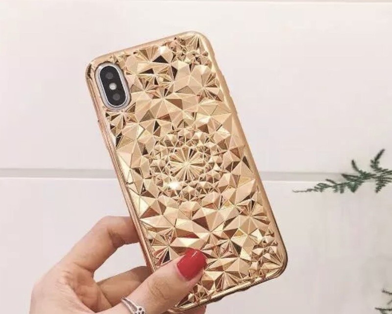 iPhone X Metallic Gold Rose Gold Silver 3D Glossy Phone Case