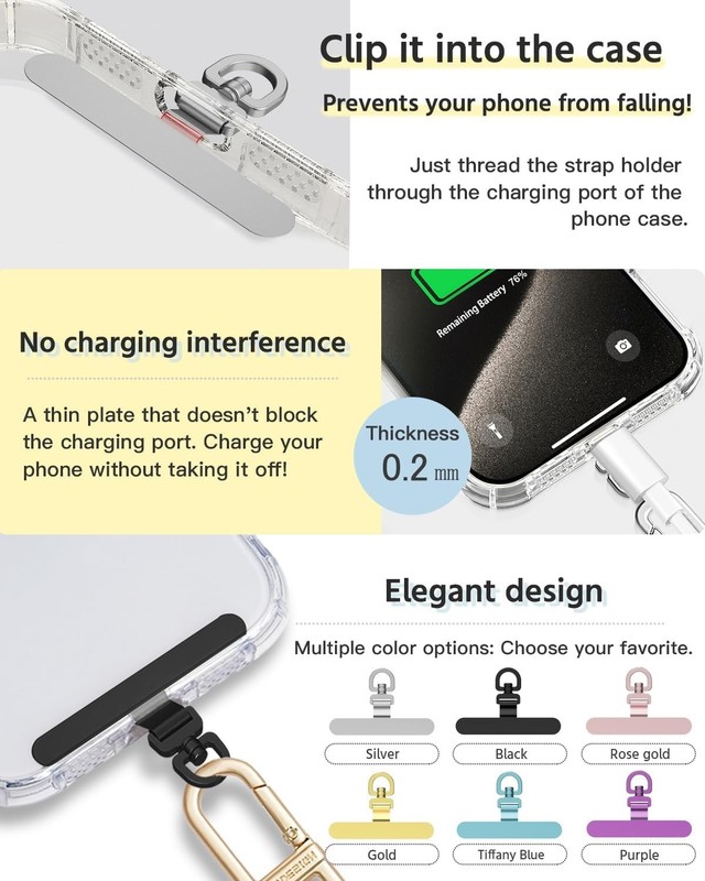 Secured 2-Pack Phone Tether Tabs - Ultra-Thin Metal Lanyard for iPhone & Android gallery