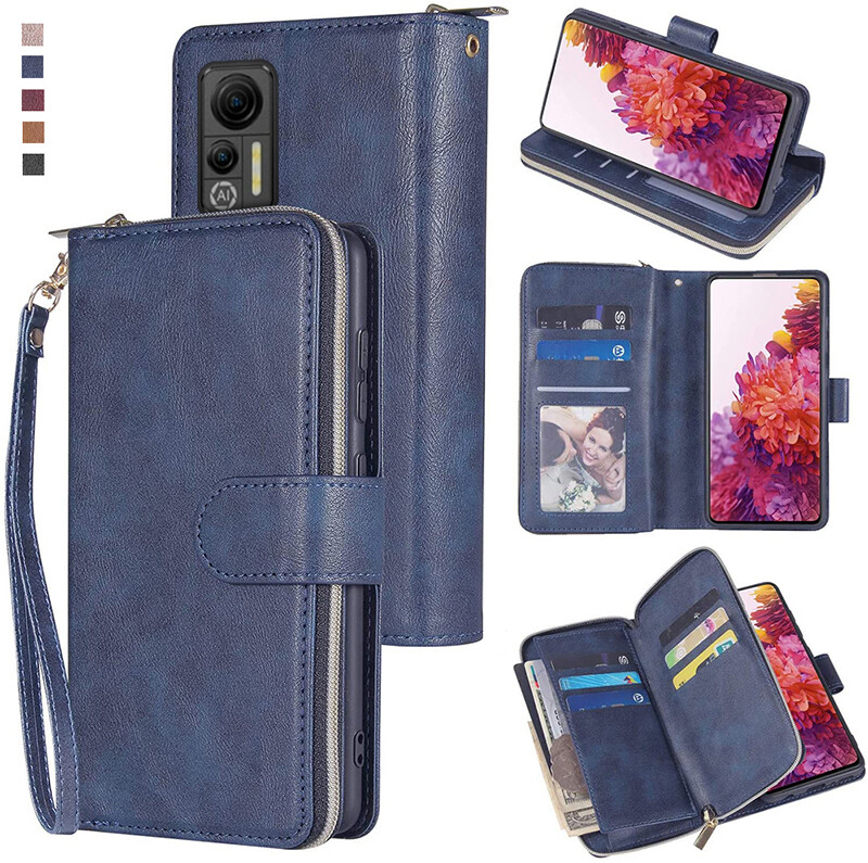 For Ulefone Note 14 Wallet Case 9 Card Zipper Slots Kickstand Flip Leather Case gallery