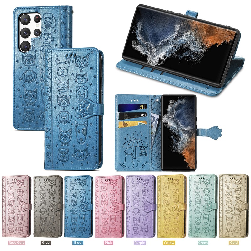 Leather Cartoon Animal Flip Wallet Case For Samsung Galaxy S24 FE S24 S23 Ultra gallery