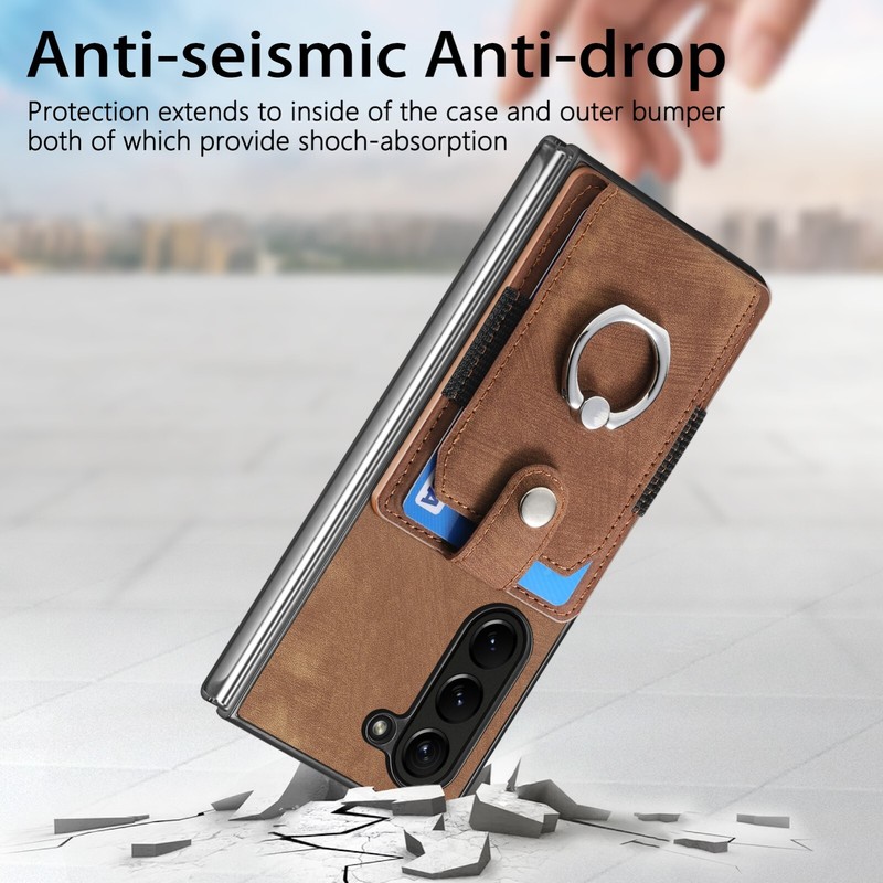Luxury Ring Holder Rugged Card Wallet Phone Case For Samsung Galaxy Z Fold 5 6 gallery