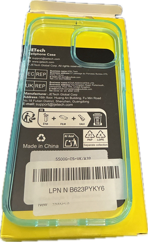 JETech Drop Resistant Scratch Resistant Clear Blue Hard Case for iPhone 15, TPU
