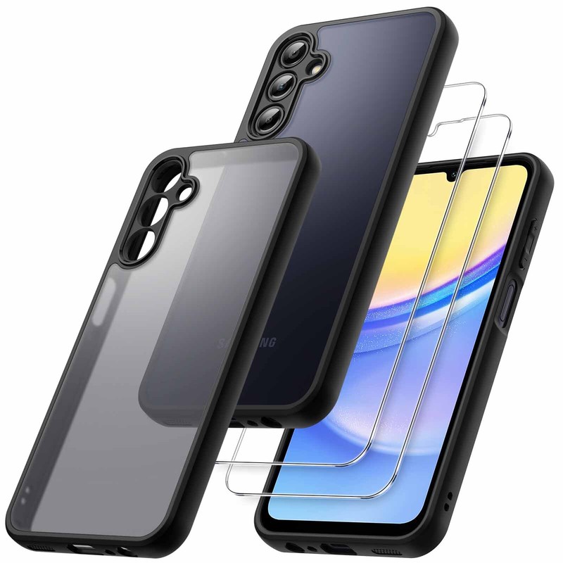 3 in 1 Matte Case for Samsung Galaxy A15 5G with 2-Pack Screen Protector