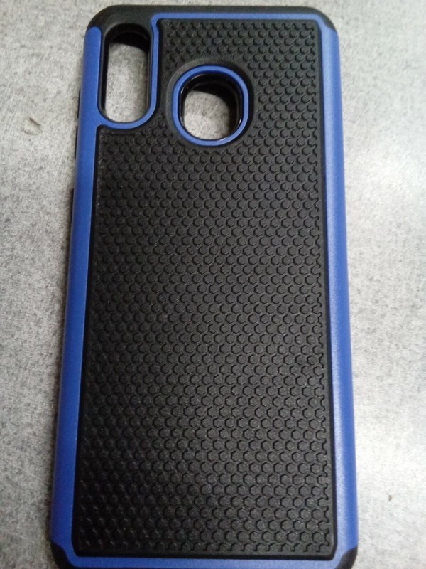 Dahkoiz Case For Galaxy A30 / A20 Black & Blue With 2 Screen Protectors