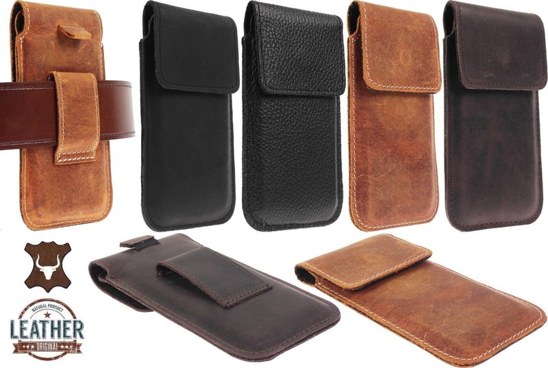 RIC MAGNETIC FLAP HANDMADE OF COWHIDE WAIST POUCH CASE COVER FOR APPLE IPHONE