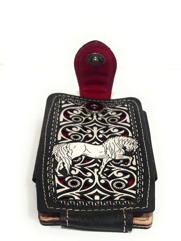 COWBOY RODEO WESTERN LEATHER HORSE PHONE CASE, FUNDA VAQUERA DE CUERO CABALLO gallery
