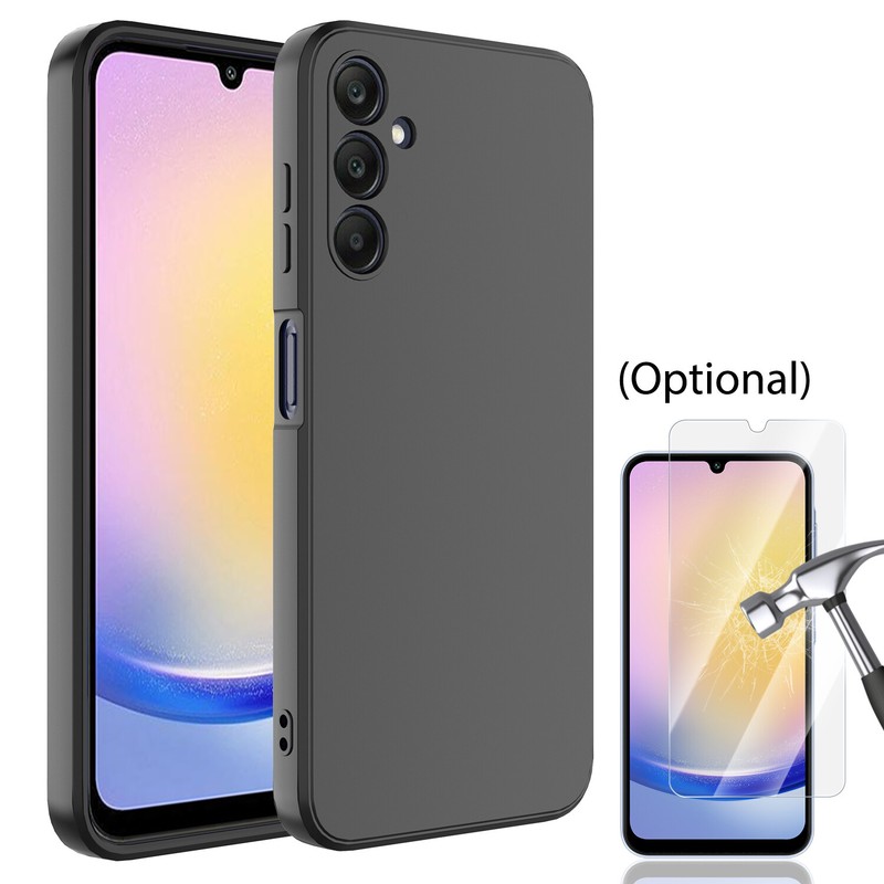 For Samsung Galaxy A15 A25 A55 5G Liquid Silicone Case/Tempered Glass Protector