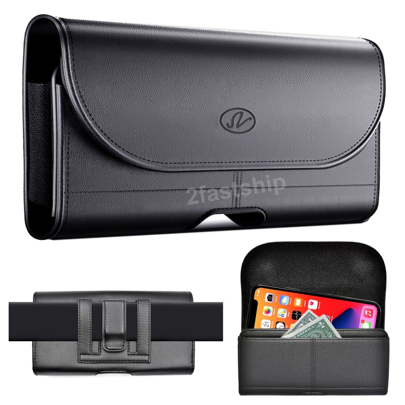 For iPhone 16 / 16 Pro / 16+ / 16 Pro Max Leather Case Belt Clip Holster Pouch