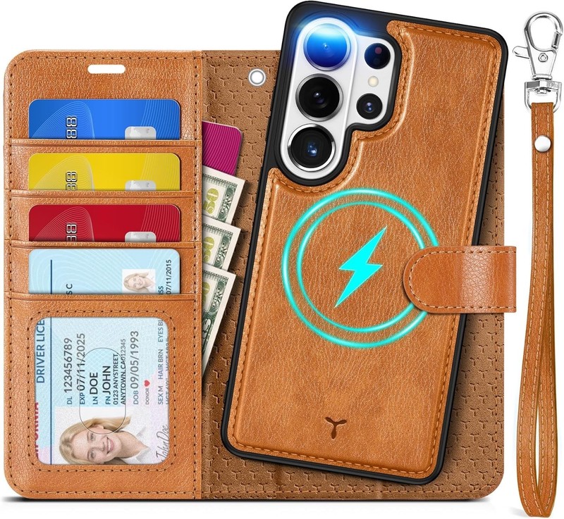 TUCCH Detachable Case Wallet for Galaxy S26 Ultra (6.9″), Wrist Strap 4 Card