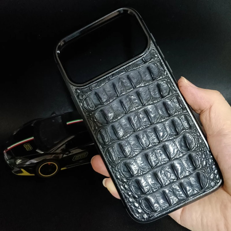Handmade Genuine Crocodile Leather Case for iPhone 17 Pro Max Air Military Cover gallery