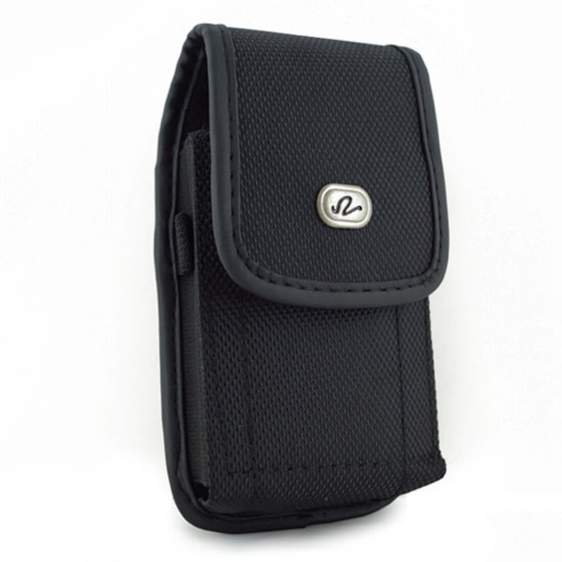 Black Canvas Heavy Duty Rugged with Belt Clip Case Pouch 5.2 x 2.8 x 0.5 inch