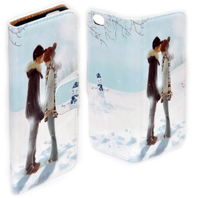 For Nokia Series – Christmas Love Print Theme Wallet Mobile Phone Case Cover #1