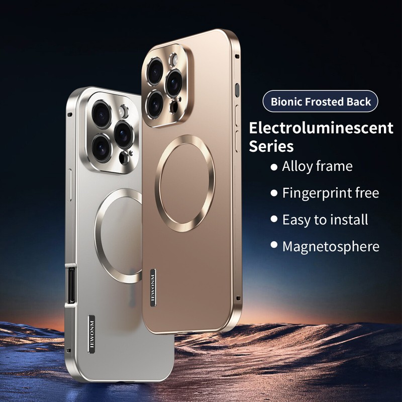 Magnetic Metal Frame Matte Case Slim Shockproof Cover Fr iPhone 16/15/14 Pro Max gallery