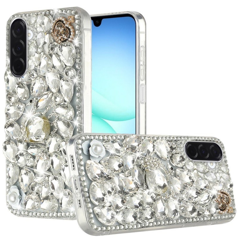 For Samsung Galaxy A17 5G Case Sparkly Crystal Clear 3D Full Body Rhinestone