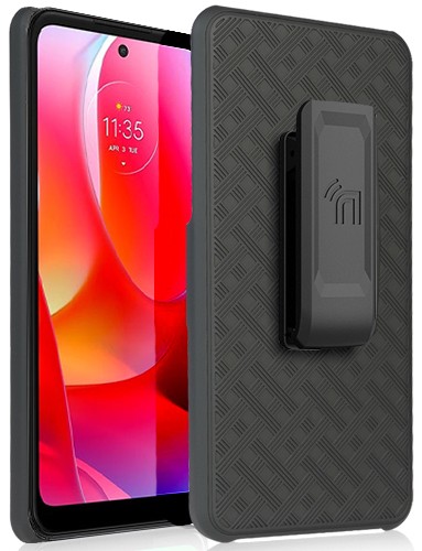 Black Hard Case Cover Stand and Belt Clip Holster Combo for Moto G Power (2022) gallery