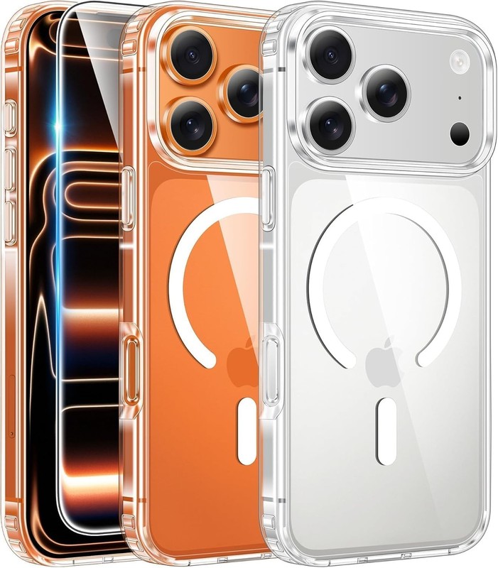iPhone 17 Pro Max Clear Magnetic Phone Case with Screen Protector for iPhone