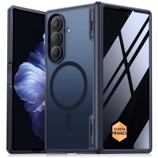 MOBOSI Magnetic for Z Fold 7 Case With Privacy With Screen Protector Jet Black