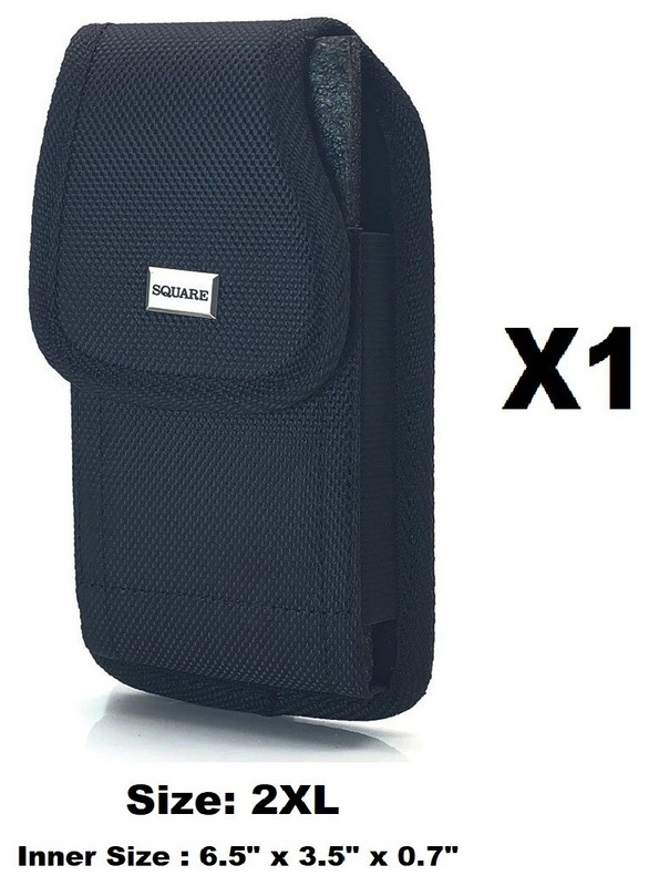 2XL Vertical Rugged Nylon Pouch with Metal Clip & Belt Loop Holster