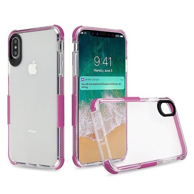 Shockproof Slim Bumper TPU Sport Case Cover Clear LIGHT PINK For iPhone X, Xs
