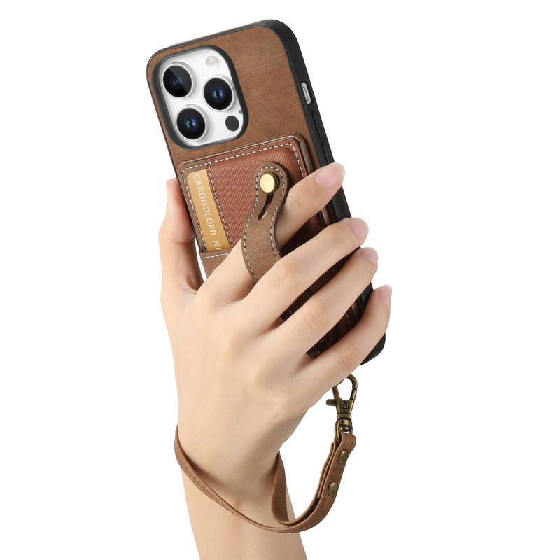 For iPhone 17 Pro Max 16 Plus 15 14 11 7 Card Pocket Phone Case With Wrist Strap gallery