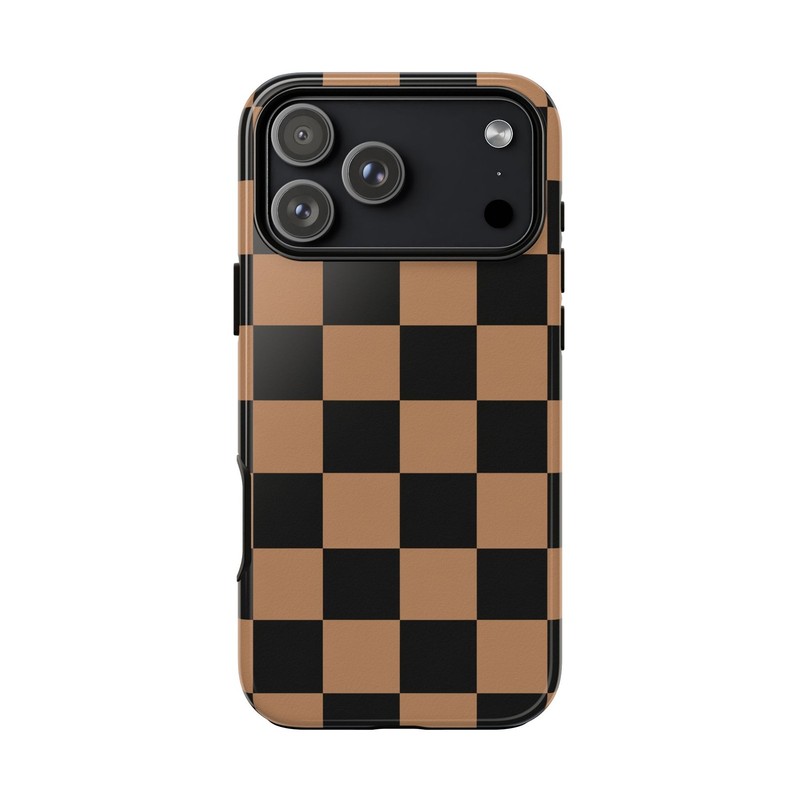 Checkerboard Pattern Tough Case | Black and Brown Phone Cover