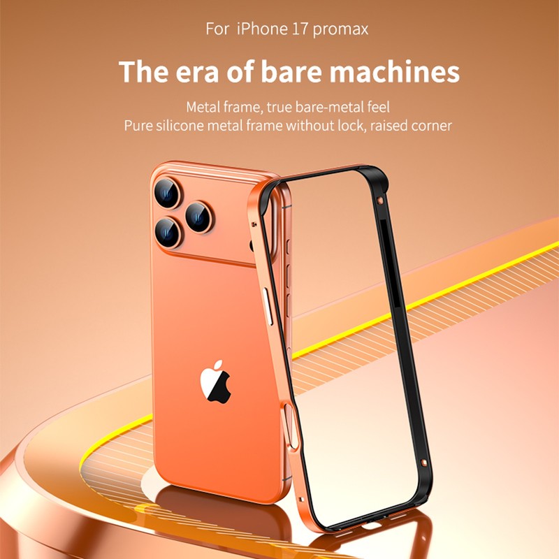 For iPhone 17Pro Max 16 15 14 Shockproof Slim Metal Hard Bumper Frame Matte Case gallery